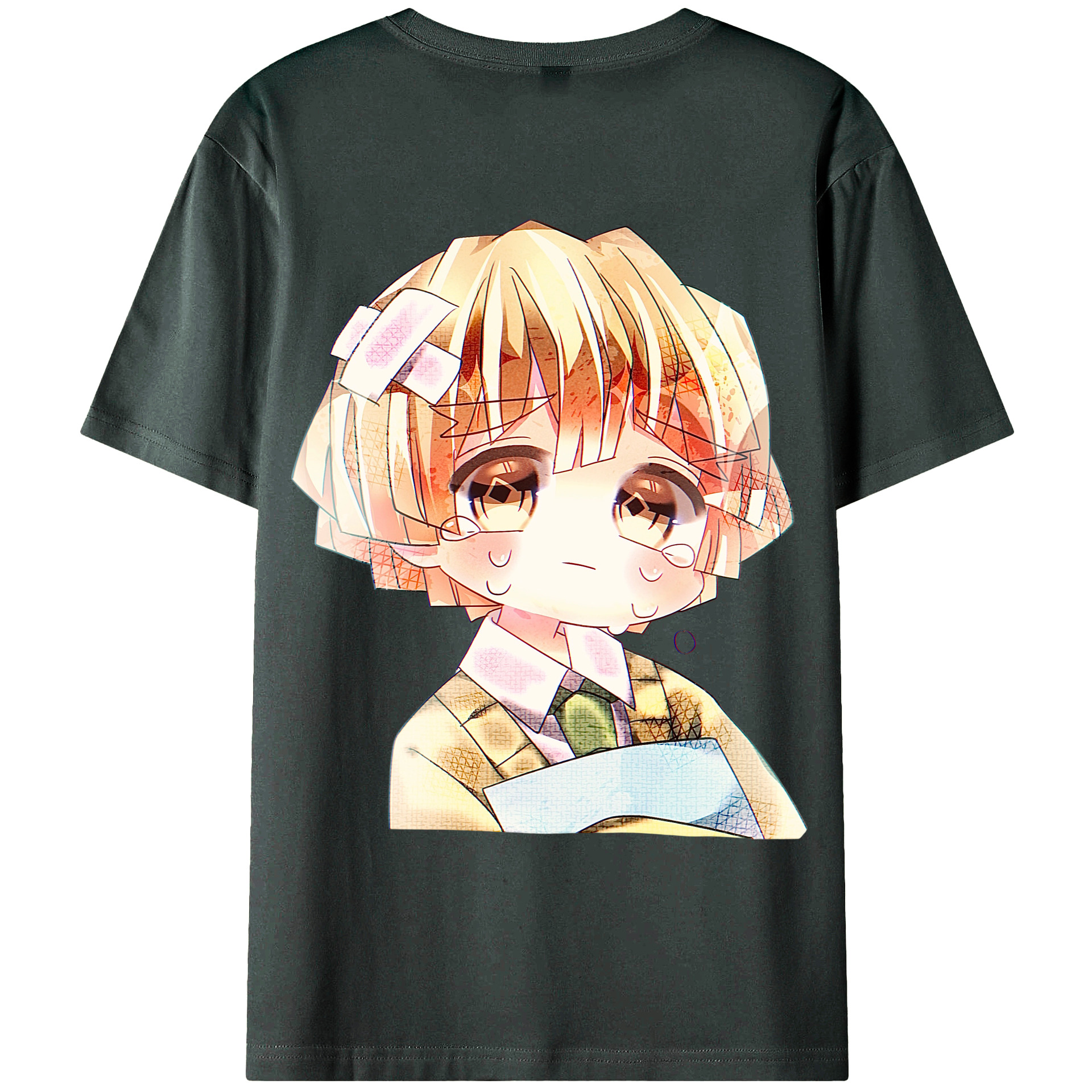（画像用） 鬼滅の刃（きめつのやいば）我妻 善逸／あがつま ぜんいつ Agatsuma Zenitsu 綿100％ メンズ半袖Tシャツ（バックプリント） 通気性